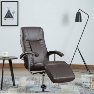 Sillón para la televisión de cuero sintético marrón D