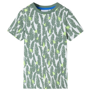 Camiseta infantil crudo y verde hiedra oscuro 116 D