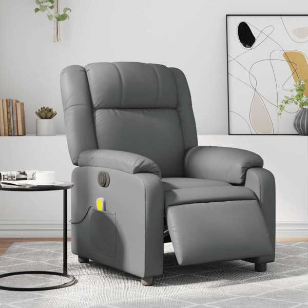 Assento de massagem elétrico reclinável de couro sintético cinza D