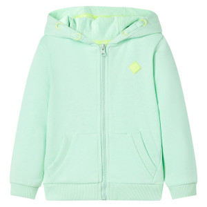 Sudadera para niños con capucha y cremallera verde brillante 140 D