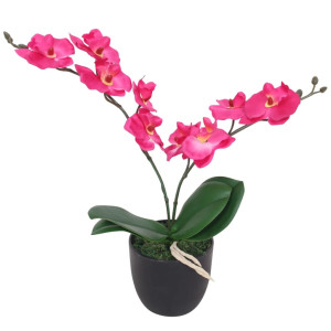 Planta artificial orquídea con macetero 30 cm roja D