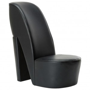 Assento em forma de sapato de salto baixo, de couro sintético preto D
