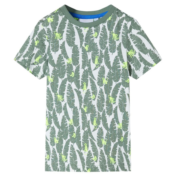 Camiseta infantil crudo y verde hiedra oscuro 128 D