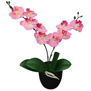 Planta artificial orquídea con macetero 30 cm rosa D