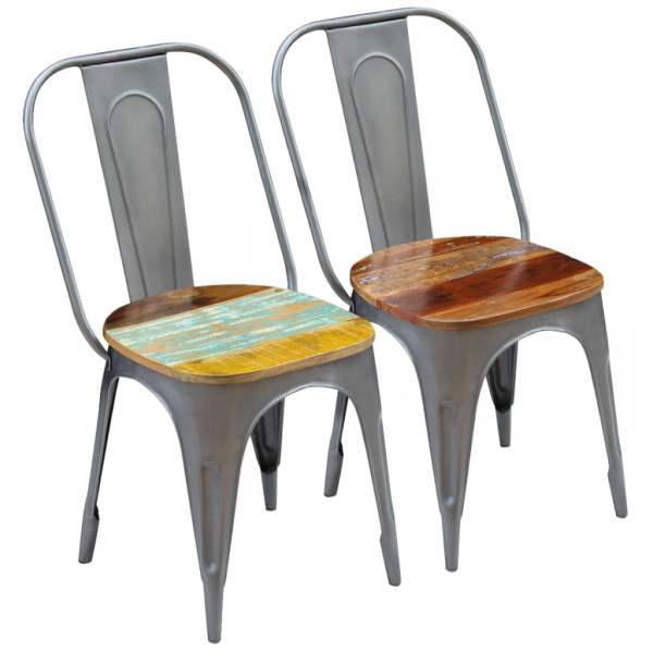Cadeiras de jantar 2 unidades madeira maciça reciclada D