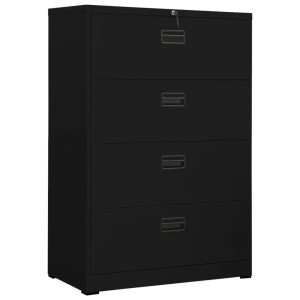 Gabinete de arquivamento de aço preto 90x46x134 cm D