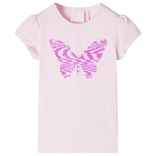 Camiseta de niños de manga casquillo rosa suave 128 D