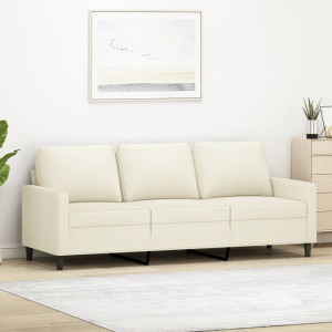 Sofá de veludo de 3 lugares de cor creme 180 cm D