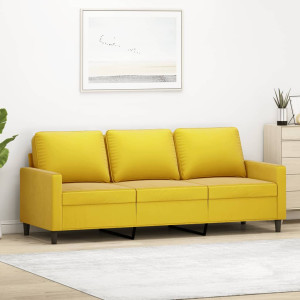 Sofá de 3 lugares veludo amarelo de 180 cm D