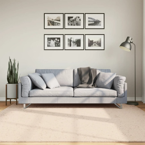 Tapete de cabelo curto suave lavável HUARTE beige 200x200 cm D