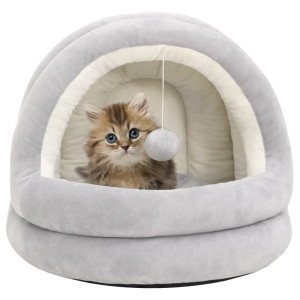 Cama para gatos color crema y gris 40x40x35 cm D