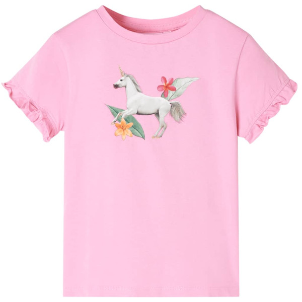 Camiseta para niños de manga corta rosa brillante 116 D