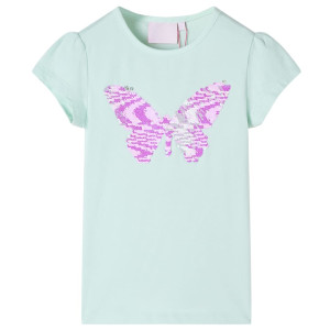 Camiseta de niños de manga casquillo menta claro 128 D