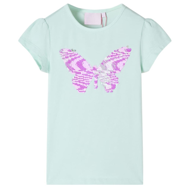 Camiseta de niños de manga casquillo menta claro 128 D