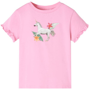 Camiseta infantil de manga curta rosa brilhante 140 D