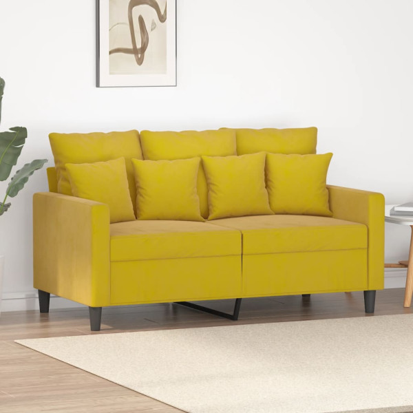 Sofá de 2 plazas terciopelo amarillo 120 cm D