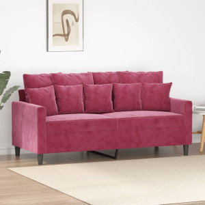Sofá de 2 plazas de terciopelo rojo tinto 140 cm D