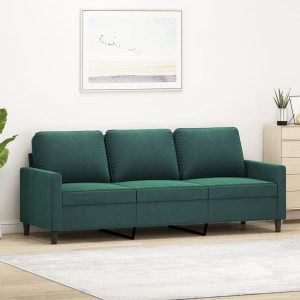 Sofá de 3 plazas terciopelo verde oscuro 180 cm D