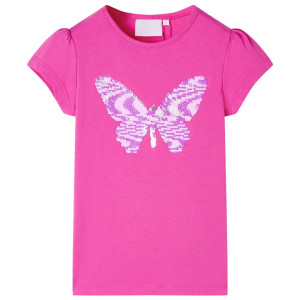 Camiseta de niños de manga casquillo rosa oscuro 140 D