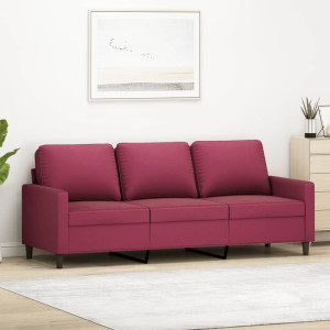 Sofá de 3 plazas de terciopelo rojo tinto 180 cm D