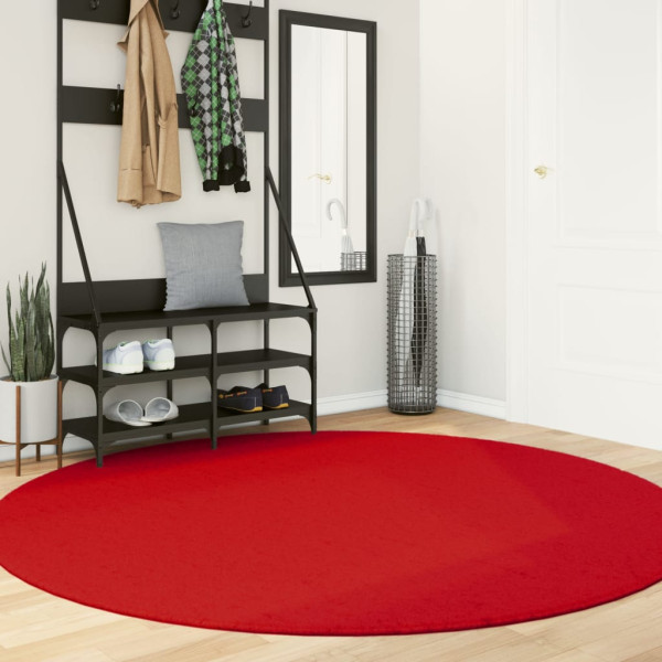 Alfombra de pelo corto suave lavable HUARTE rojo Ø 200 cm D