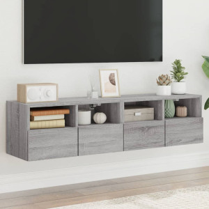Muebles de pared para TV 2 uds madera gris Sonoma 60x30x30 cm D