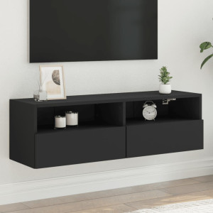 Mueble de pared para TV madera de ingeniería negro 100x30x30 cm D