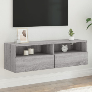Mueble de pared TV madera ingeniería Sonoma gris 100x30x30 cm D