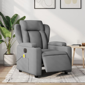 Sillón reclinable de masaje eléctrico tela gris claro D