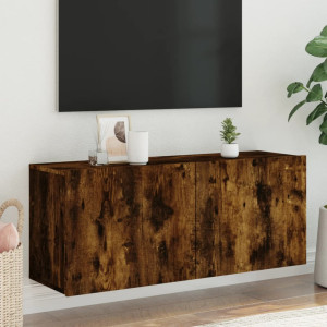 Mueble para TV de pared roble ahumado 100x30x41 cm D