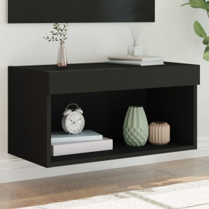 Mueble para TV con luces LED negro 60x30x30 cm D