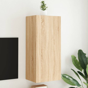 Mueble TV de pared madera ingeniería roble Sonoma 40.5x30x90 cm D
