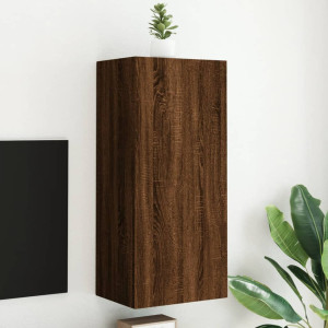 Mueble TV de pared madera ingeniería marrón roble 40.5x30x90 cm D