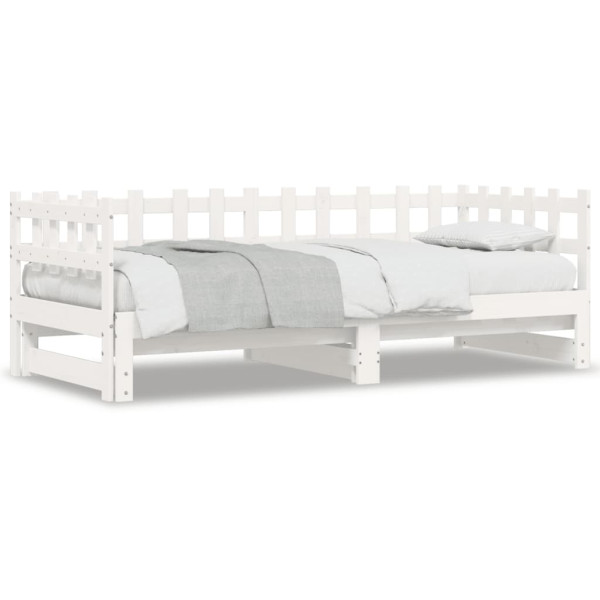 Sofá cama removível madeira maciça de pinho branco 2x80x200 cm D