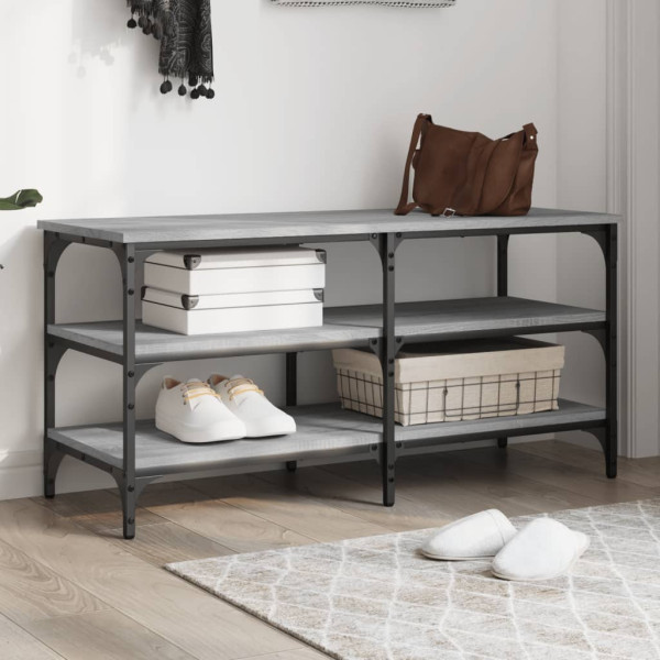 Banco zapatero madera de ingeniería gris Sonoma 100x38.5x49 cm D