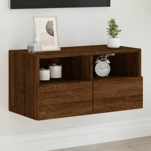 Mueble de pared TV madera ingeniería marrón roble 60x30x30 cm D