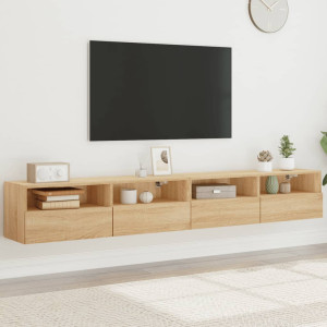 Muebles de pared para TV 2 uds madera roble Sonoma 100x30x30 cm D