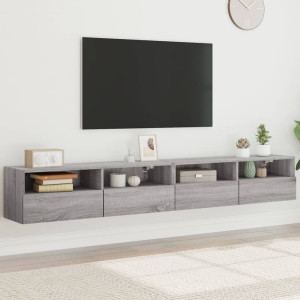 Muebles de pared para TV 2 uds madera gris Sonoma 100x30x30 cm D