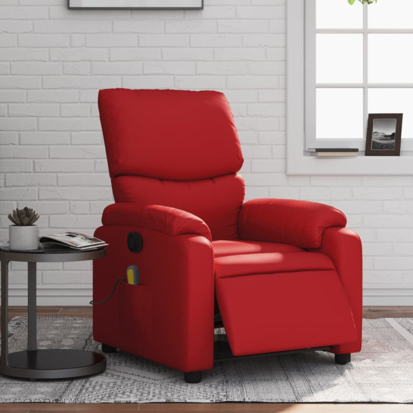 Assento de massagem elétrico reclinável de couro artificial vermelho D
