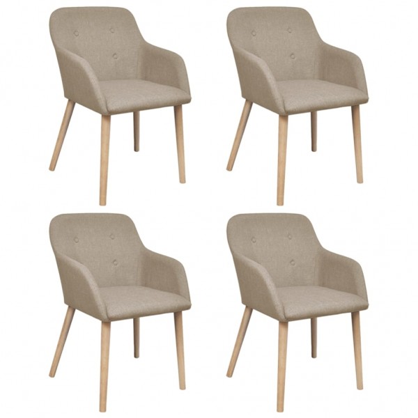 Sillas de comedor 4 unidades tela beige y madera maciza roble D