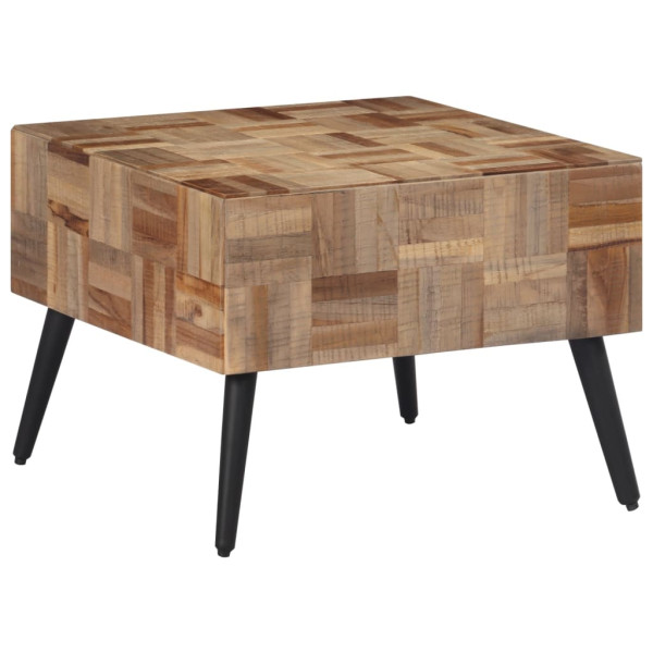 Mesa de centro teca reciclada cinza maciça 55x55x40 cm D