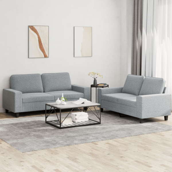 Conjunto de sofás de 2 peças em tecido cinza claro D