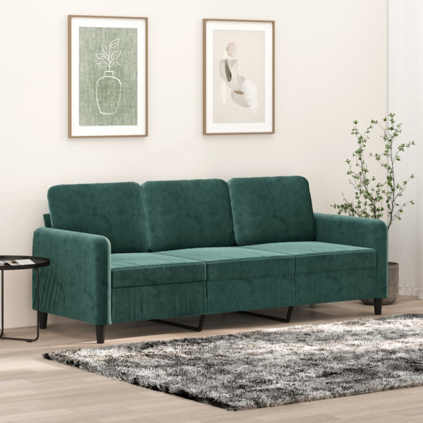 Sofá de 3 plazas terciopelo verde oscuro 180 cm D