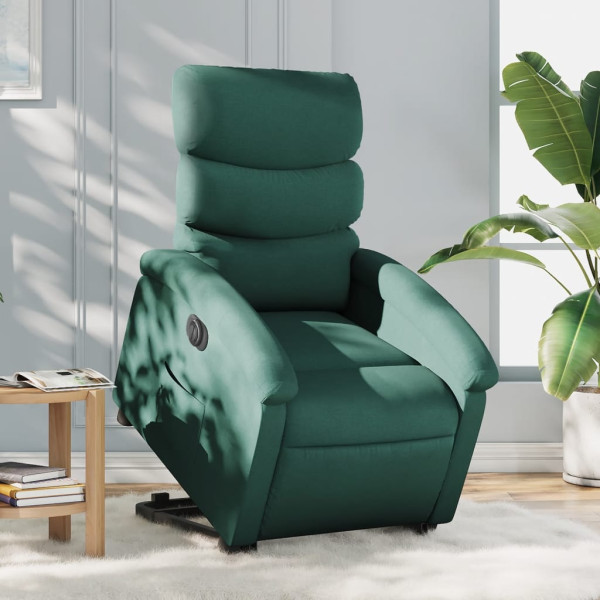 Sillón eléctrico reclinable elevable de tela verde oscuro D