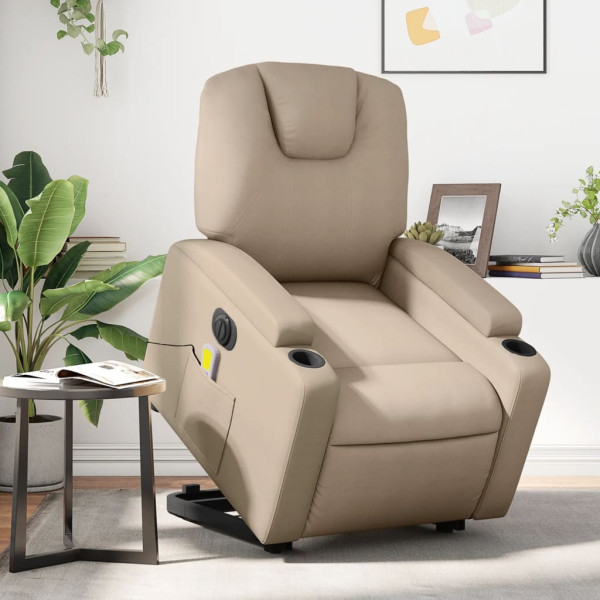 Sillón reclinable de masaje eléctrico cuero sintético capuchino D