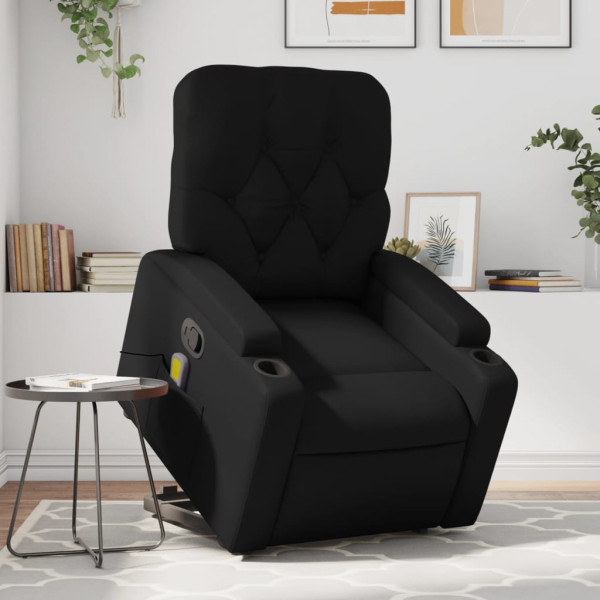 Sillón reclinable de masaje de pie cuero artificial negro D