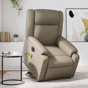 Sillón reclinable de masaje eléctrico cuero sintético capuchino D