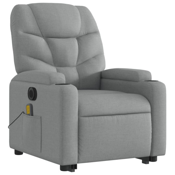 Sillón de masaje eléctrico reclinable elevable tela gris claro D