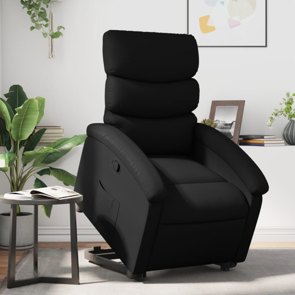 Assento reclinável elevável de couro artificial preto D