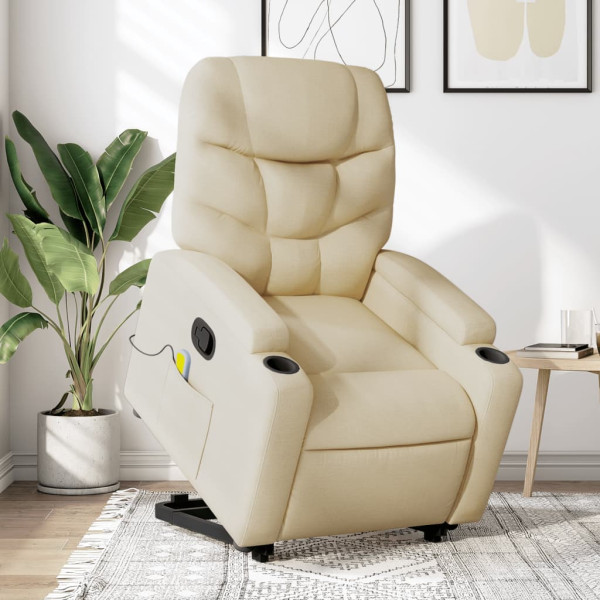 Cadeira de massagem reclinável de pé de tecido de cor creme D